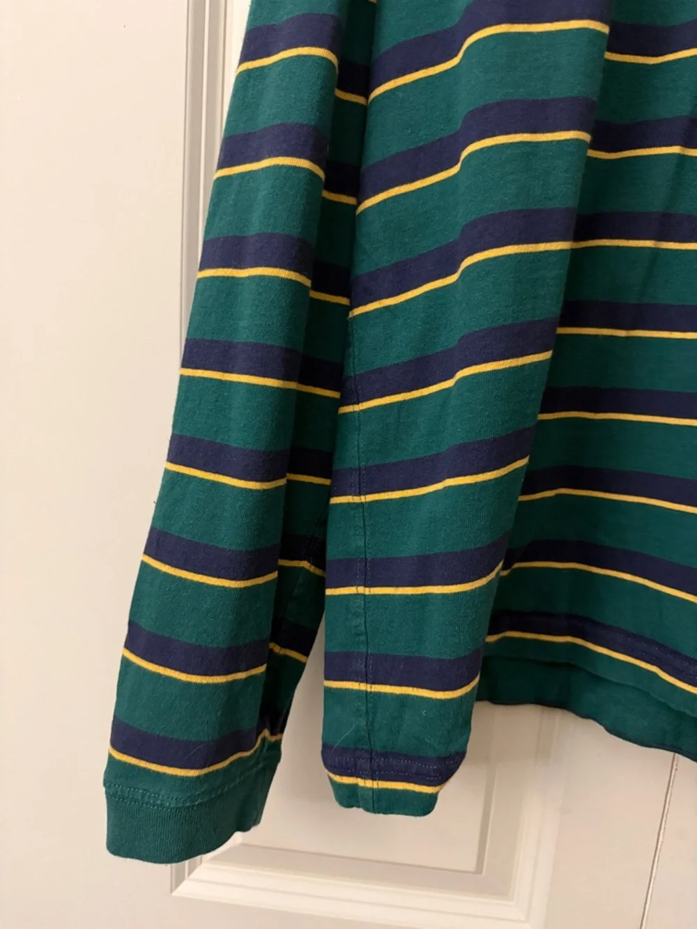 💜J.Crew Striped Long Sleeve Shirt – Green & Navy | Size M